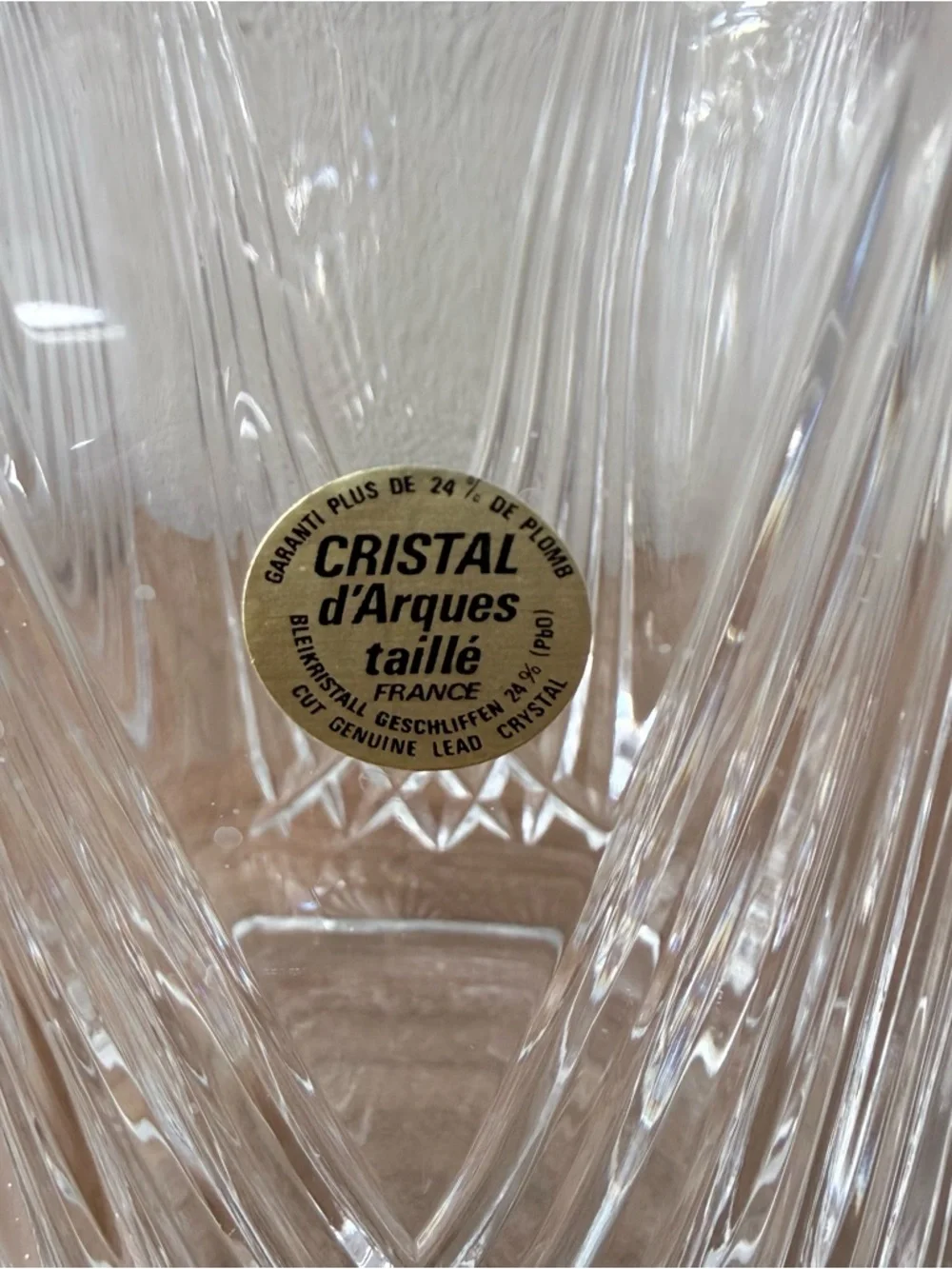 Vintage Cristal d’Arques France mid-century modern lead crystal decanter